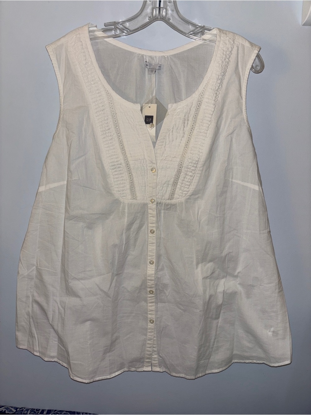 NWT Gap Sleeveless White Button-Front Cotton Top - Lightweight Summer Blouse XXL